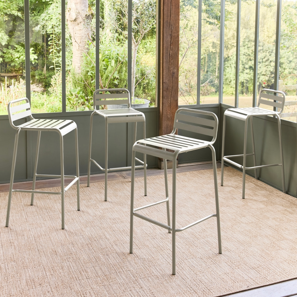 Chaise haute de jardin acier 69cm (lot de 4) AMÉLIA