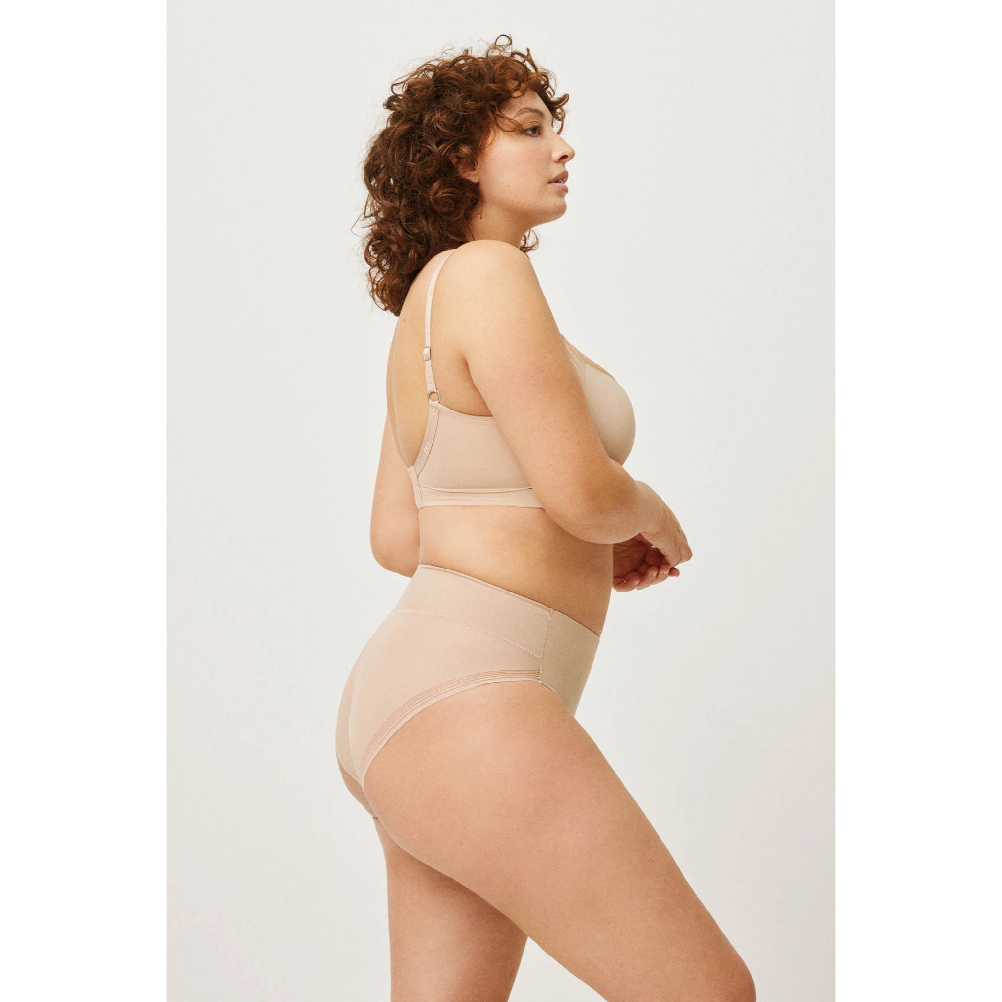 Slip midi riducente basico a compressione media beige