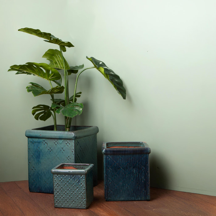 Set 3 vasi cubo - Colore Verde - 68xH40x36cm - Bianchi Dino