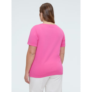 Fiorella Rubino - Camiseta de algodón con bolsillo decorado - Fuchsia