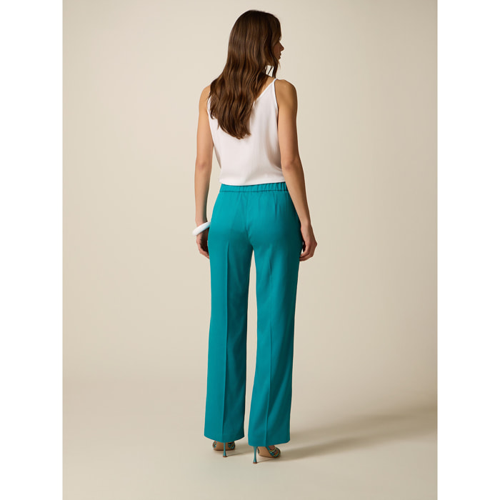 Oltre - Pantalones palazzo de lyocell - Petrol Blue