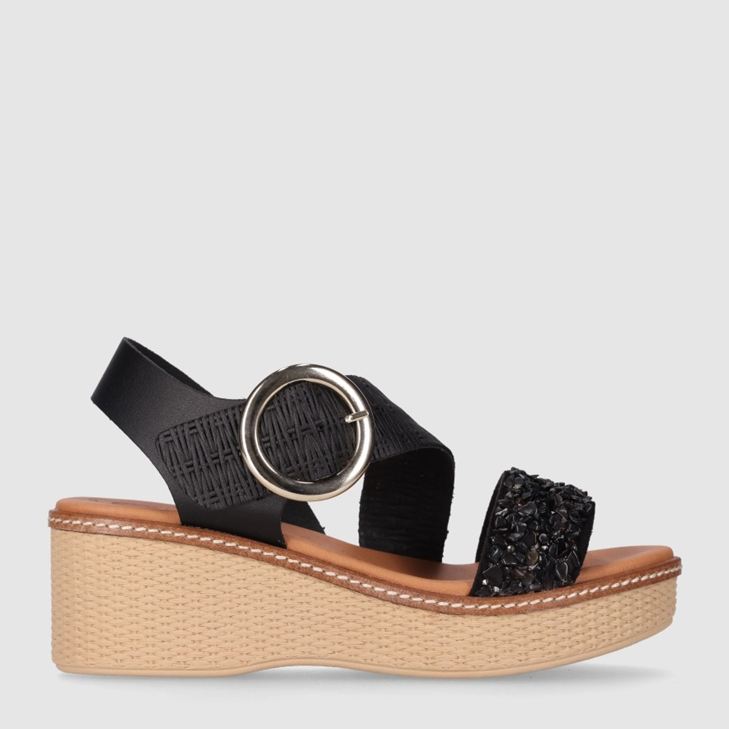 Sandalias de Piel - Negro - Tacón: 5 cm