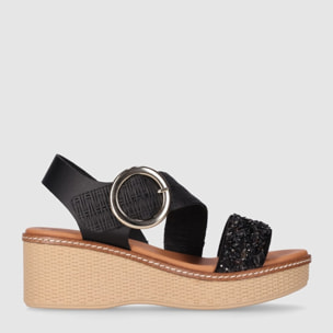 Sandalias de Piel - Negro - Tacón: 5 cm