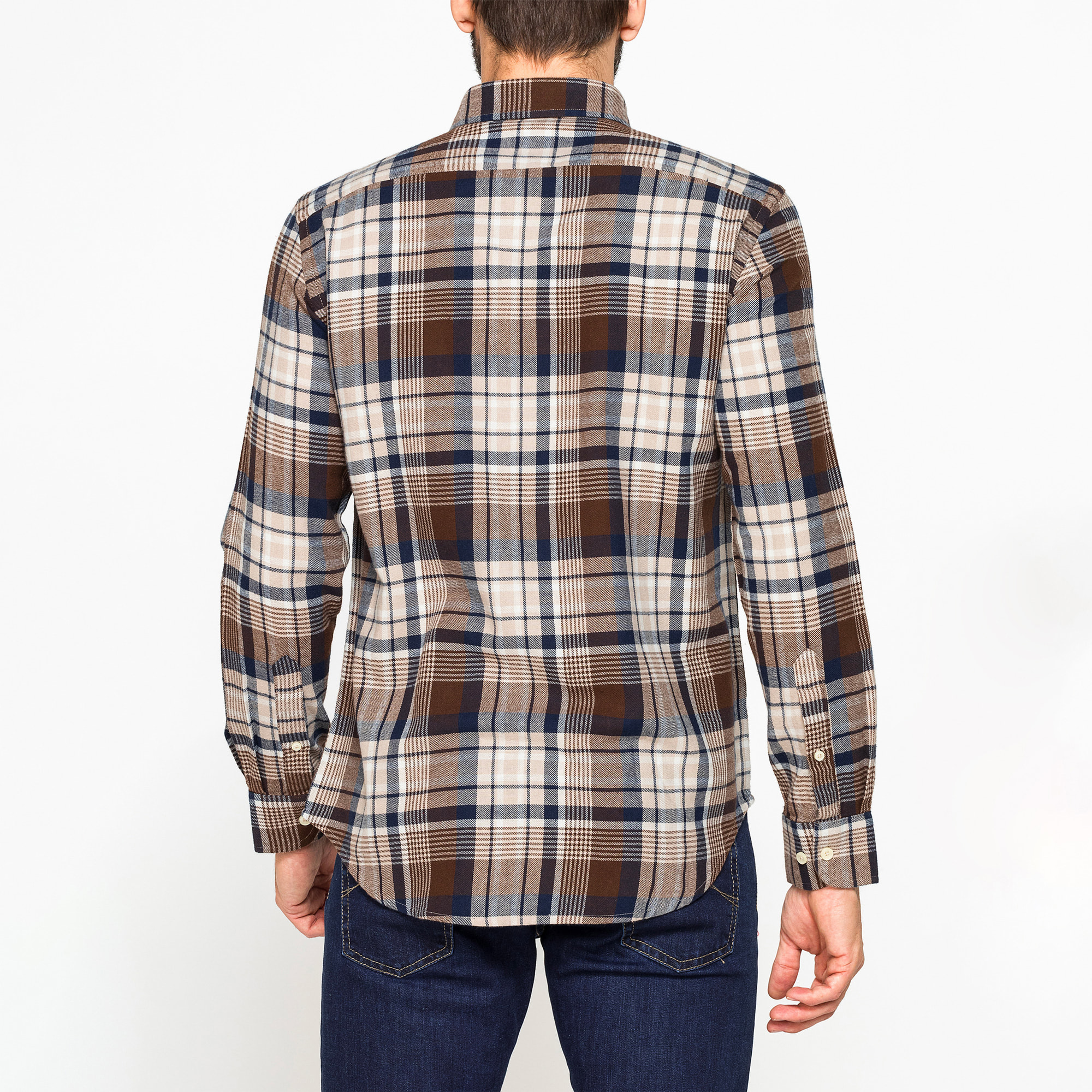 CAMICIA FANTASIA TINTO FILO IN FLANELLA LEGGERA