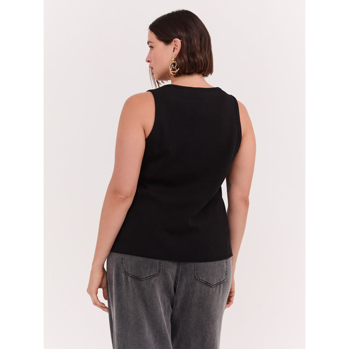 Fiorella Rubino - Top de punto de algodón acanalado - Negro