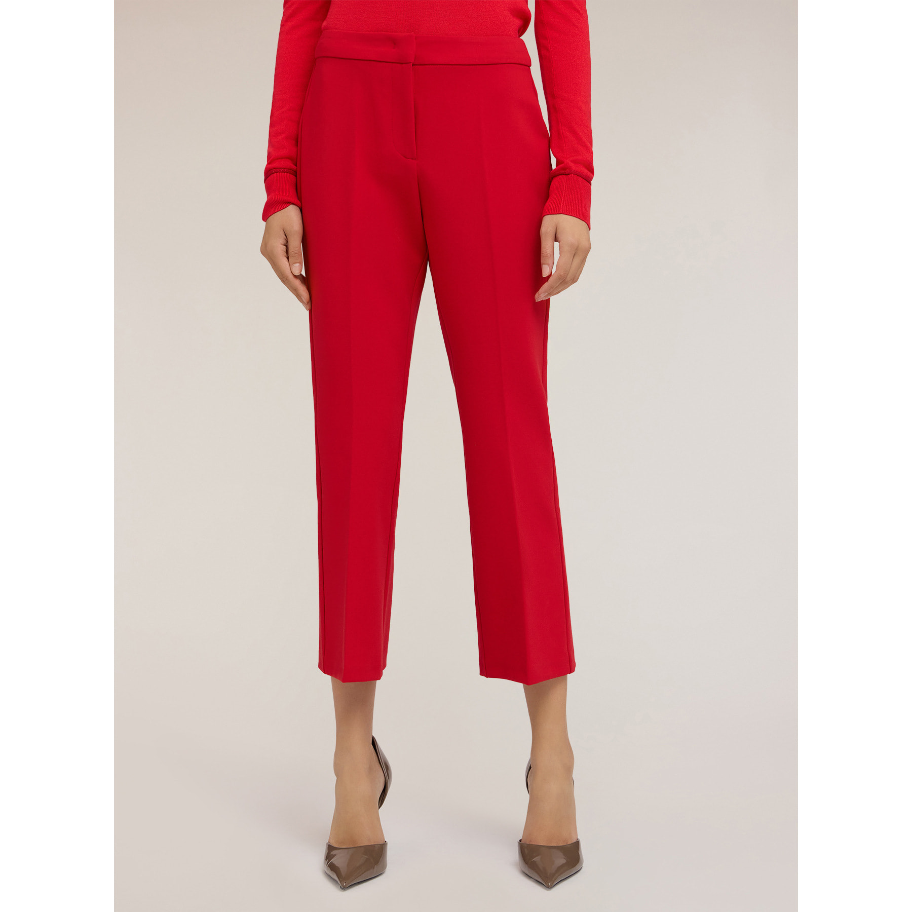 Motivi - Pantalones kick flare de poliéster y viscosa - Rojo