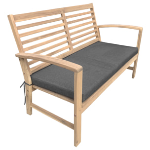 Salon de jardin en acacia 4 places GOA - coussins gris