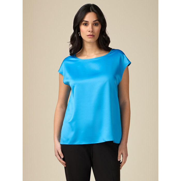 Oltre - Camiseta bimaterial - Light - blue
