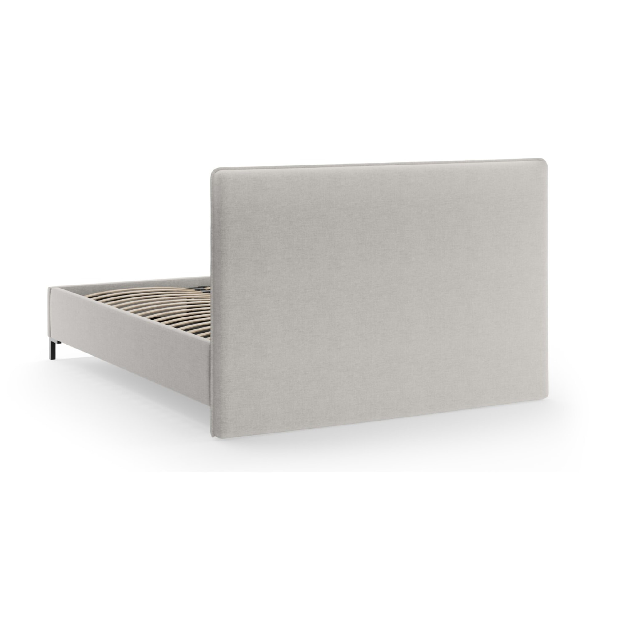 Lit coffre avec tête de lit "Polly" 180x200cm en chenille gris
