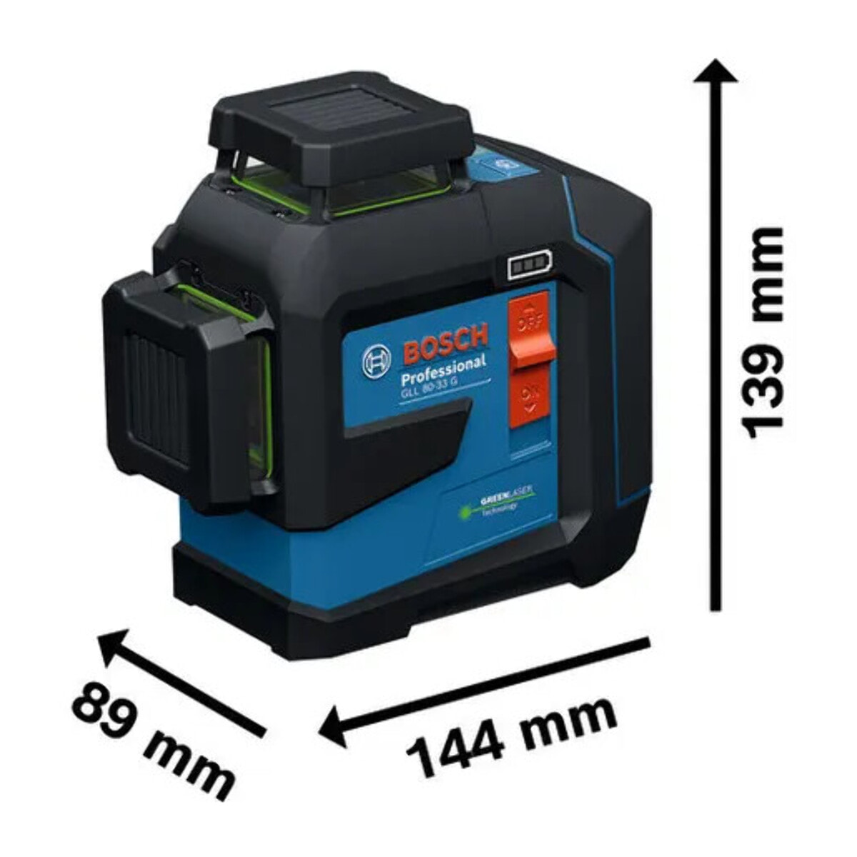 Laser lignes 3 plans GLL 80-33 G Professional + 4 piles 1.5 V LR6 AA - BOSCH - 601065500