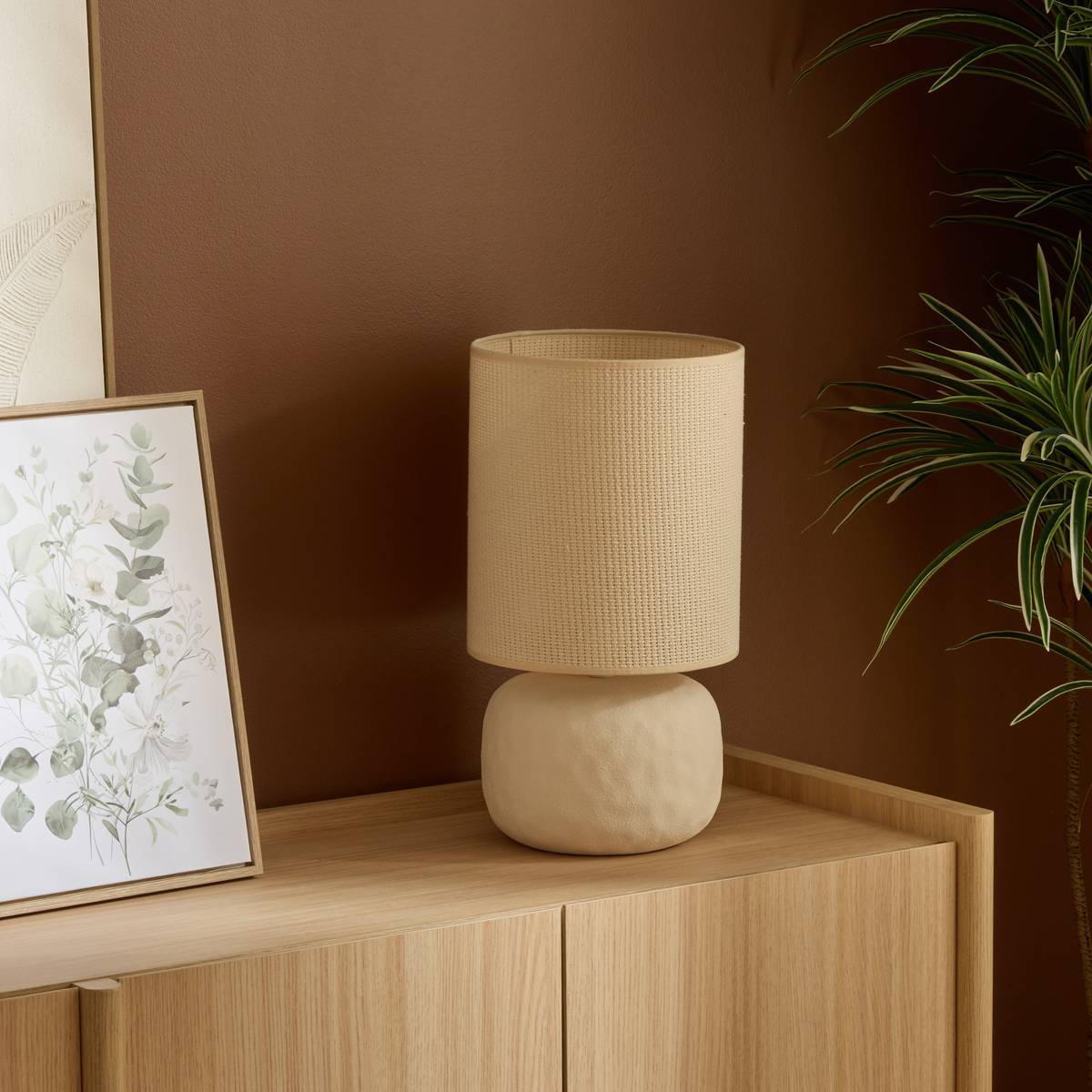 Lampe Obine cylindrique H.42cm beige