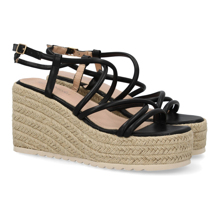 Sandalias de cuña de yute para mujer, comodas y elegantes diseño moderno con tiras cruzadas