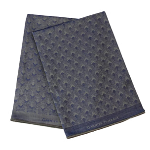 Lot de 2 mouchoirs pur coton motif jacquard bleu Paon bleu lago