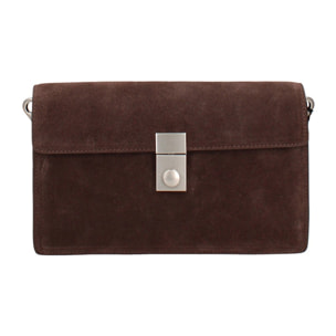 Borsa a tracolla da donna Made in Italy - Celeste Prime - Pelle scamosciata - 24.0 x 15.0 x 7.0 cm