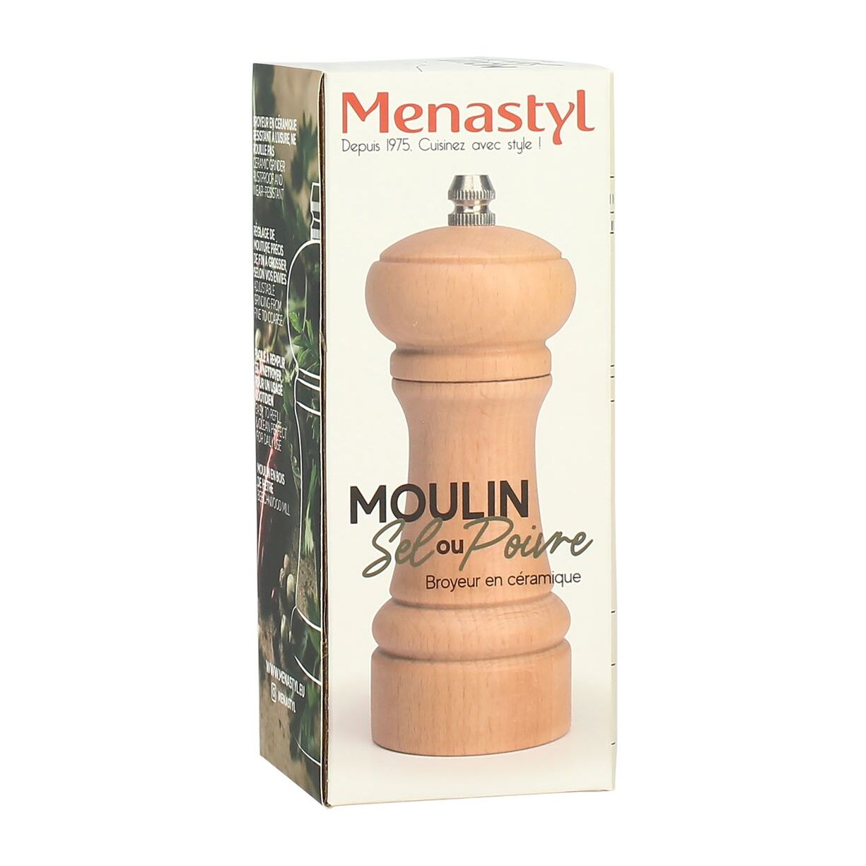 Moulin à sel ou poivre en bois de hêtre