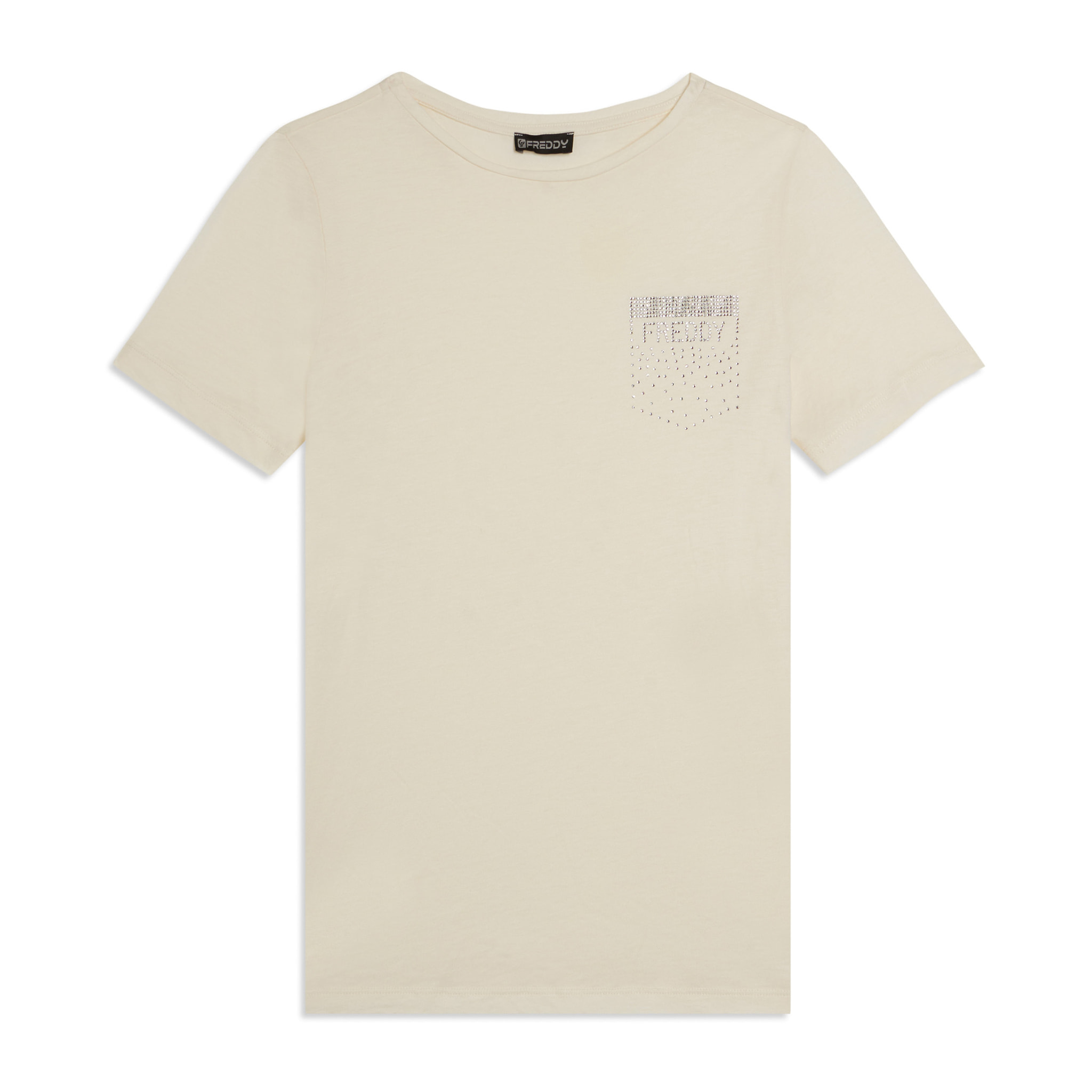 T-shirt manica corta con strass a forma di taschino FREDDY