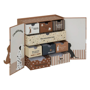 Coffret de naissance souvenirs chien 9 tiroirs beige