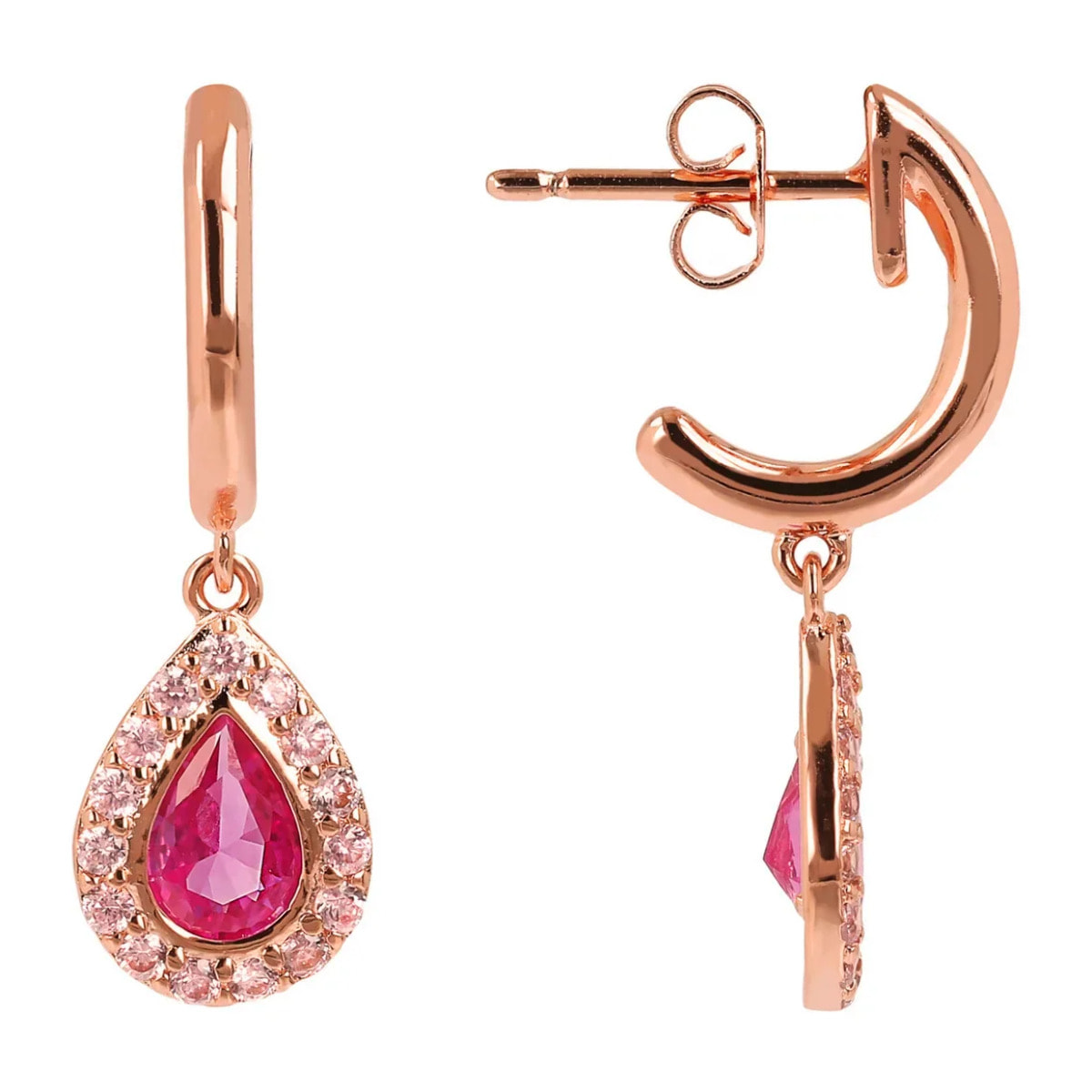 Orecchini Pendenti con Goccia in Cubic Zirconia Rosa