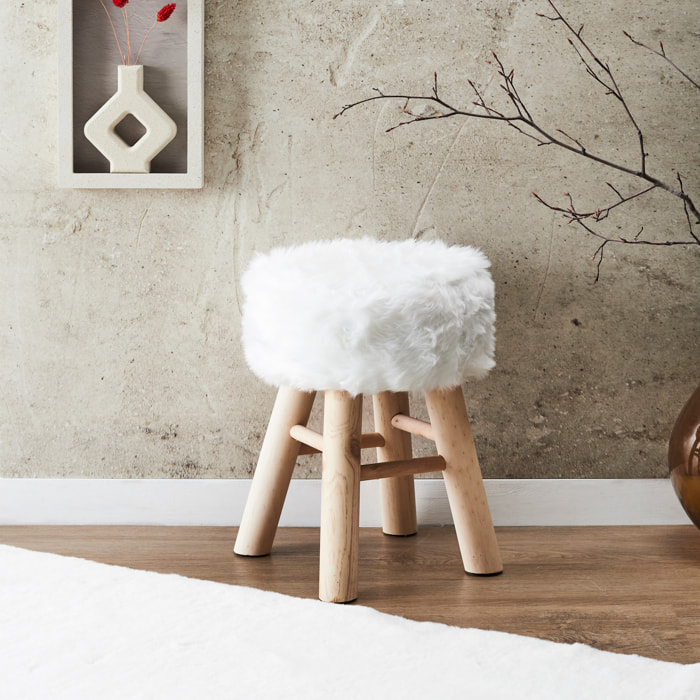 Tabouret Imitation Fourrure M4 - Lot de 4