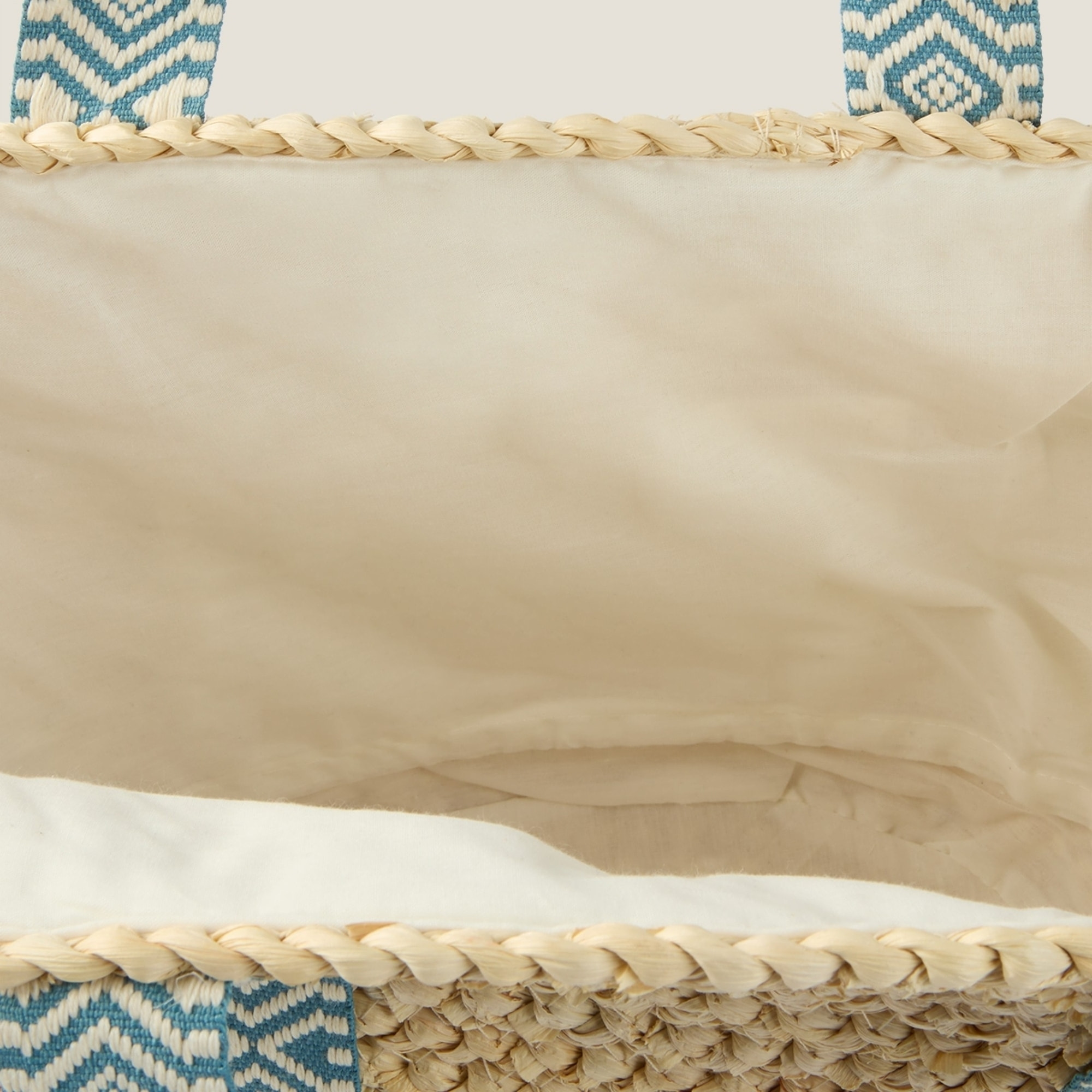 Capazo playa mimbre natural Lola color azul claro