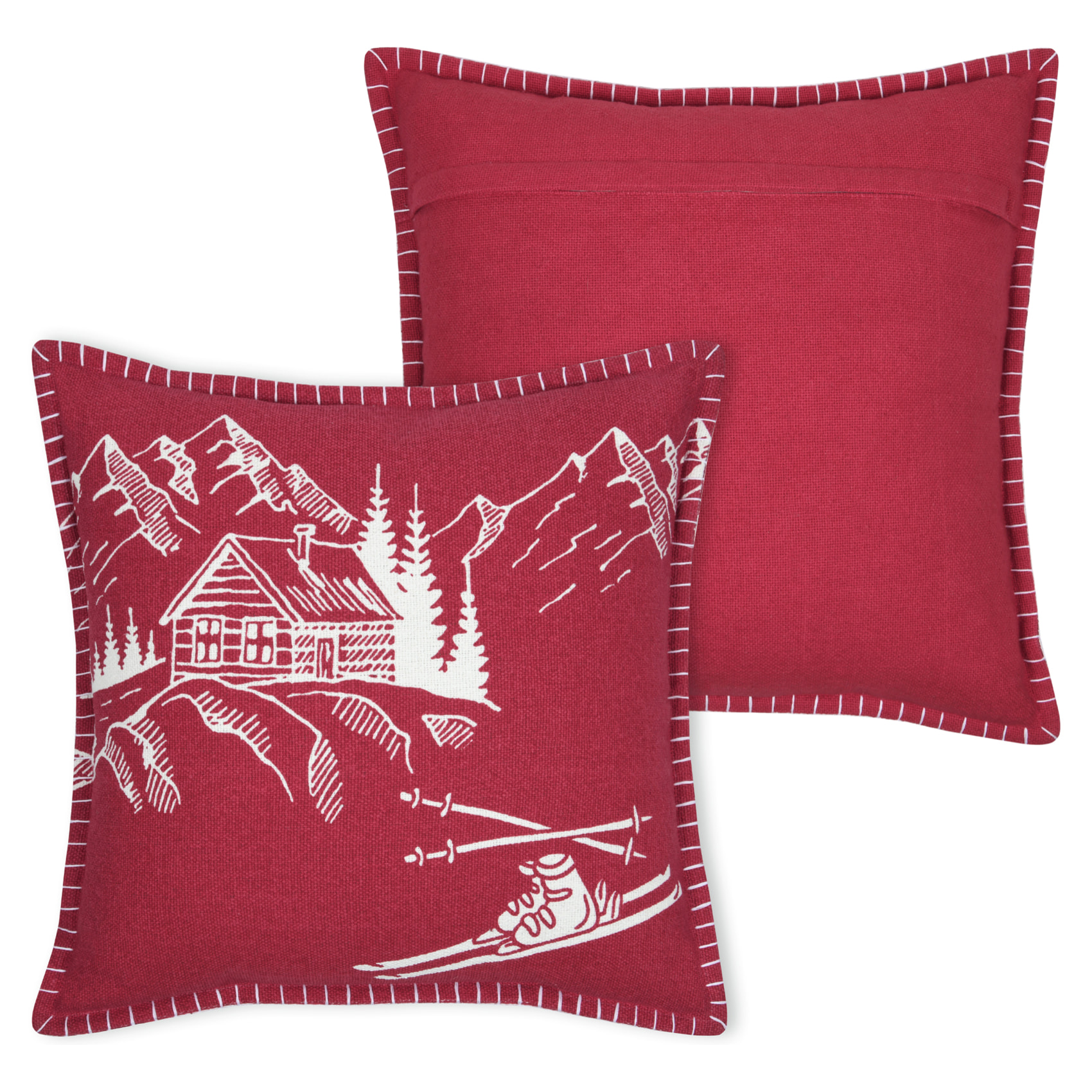 Coussin chalet montagne en coton - Rouge