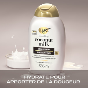 OGX Shampooing Nourrissant Lait de Coco, 385ml – Soin capillaire hydratant pour cheveux secs – Shampoing sans sulfate pour une