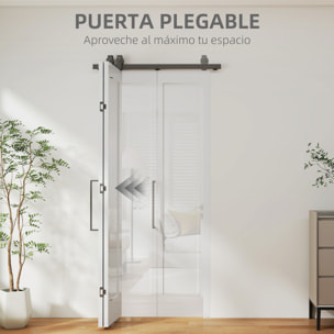 Puerta Corredera con Herrajes Puerta Plegable Corredera con Acabado Personalizable Tirador Fácil Montaje para Baño Salón Sala de Estar Cocina 90x210 cm Blanco