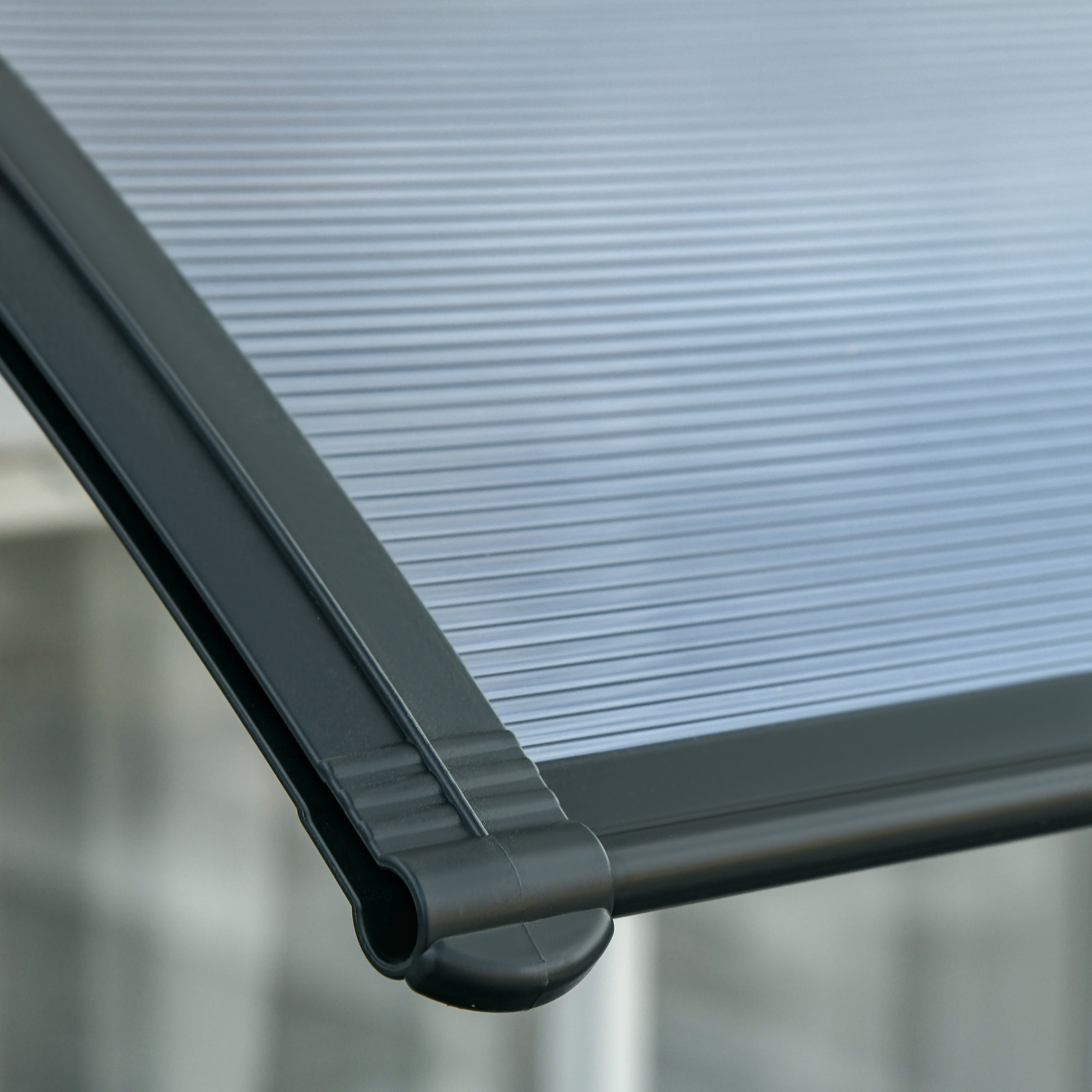 Marquesina Exterior para Puertas y Ventanas 196x75 cm Tejadillo de Protección contra Sol y Lluvia con Cubierta de Policarbonato Negro