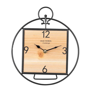 Reloj Sobremesa Metal Madera 23x7x26,5 Cm