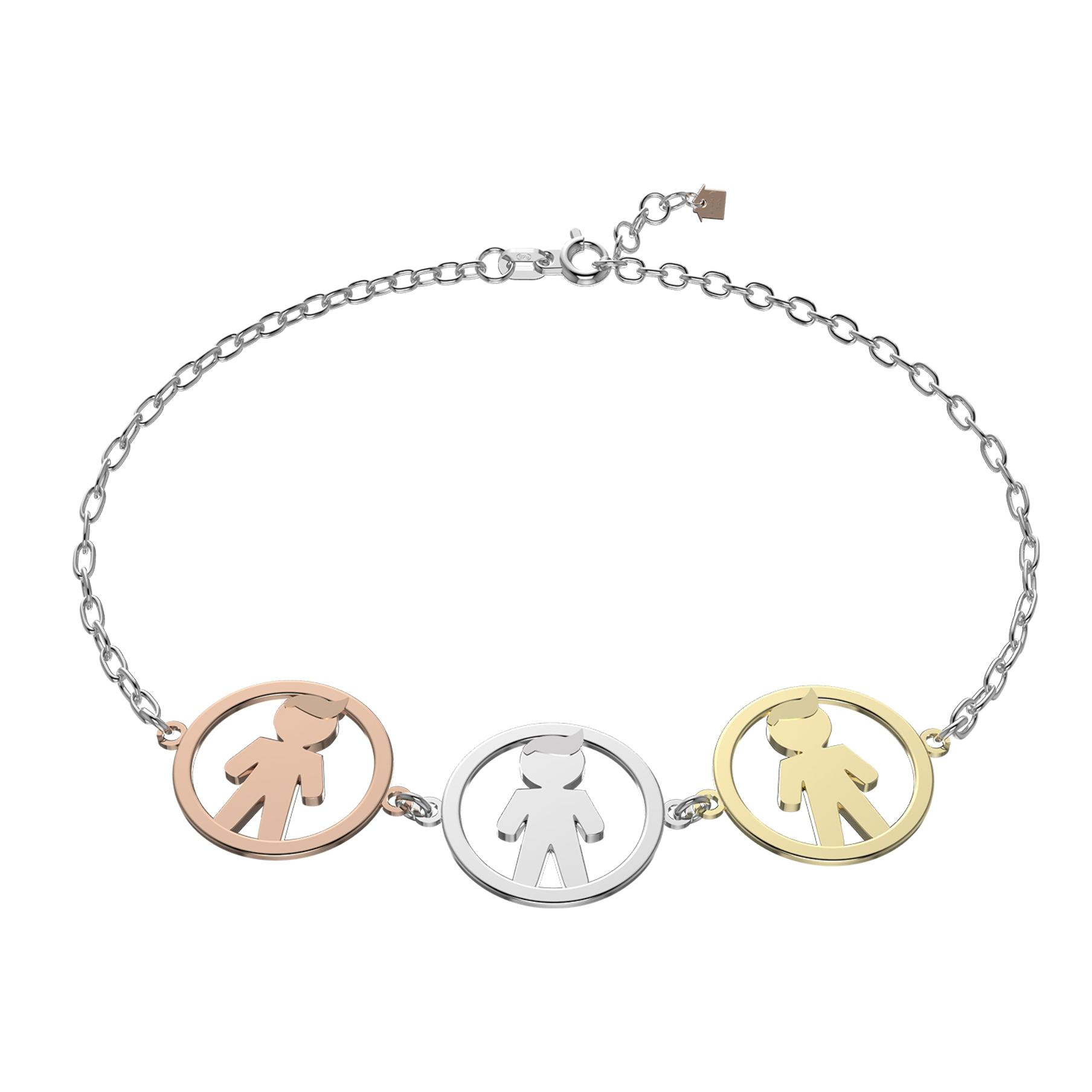 Bracciale Love Makes a Family Bimbo-Bimbo-Bimbo Argento Multicolore