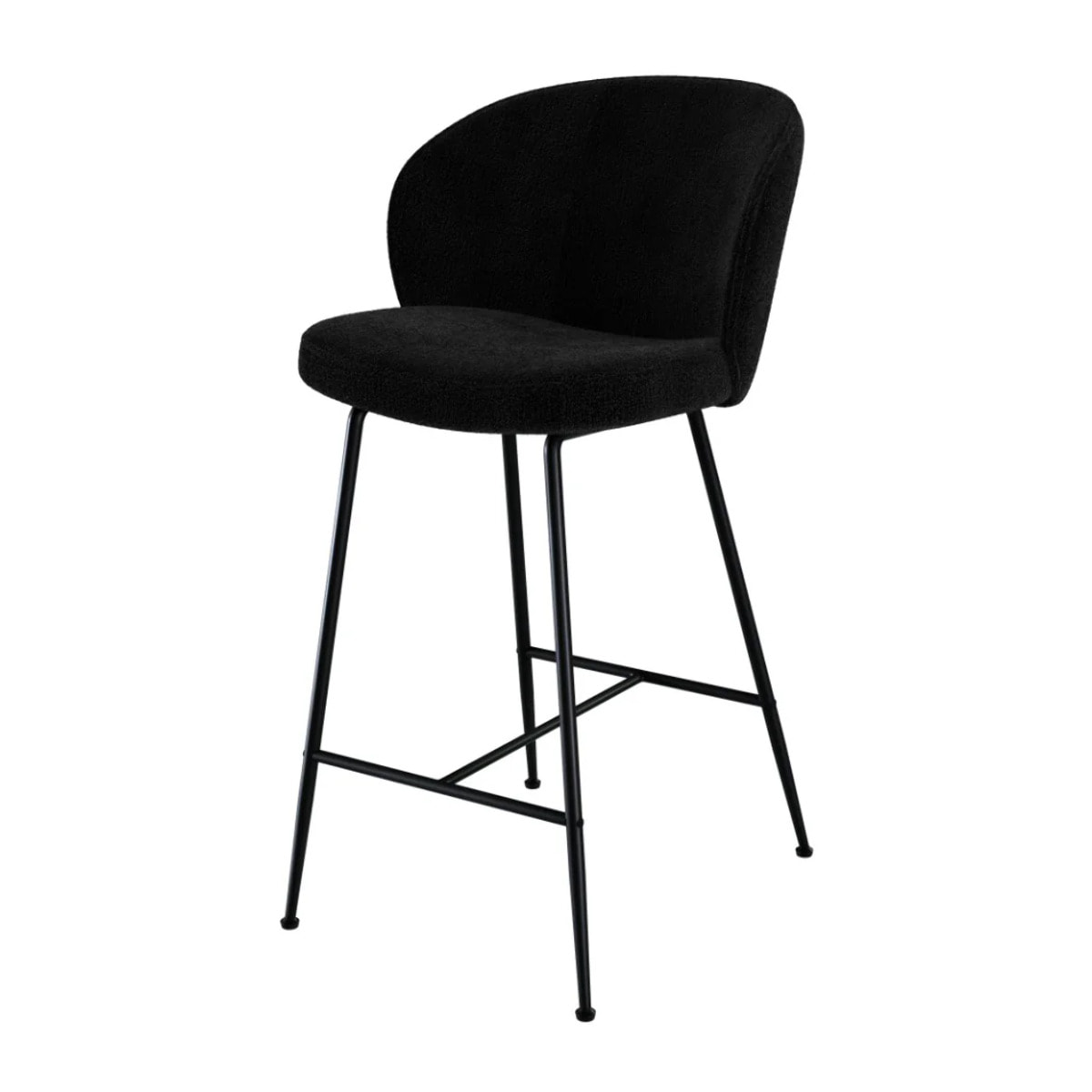 Lot de 2 chaises pour îlot central 66 cm en tissu bouclé noir - Groom