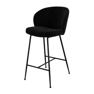 Lot de 2 chaises pour îlot central 66 cm en tissu bouclé noir - Groom