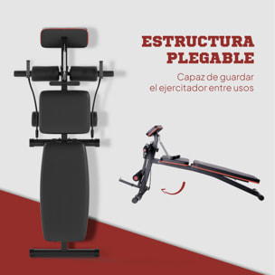 Banco de Musculación Plegable, Banco de Pesas, Respaldo Inclinable de 7 Niveles, Extensión de Pierna, Cojín de Predicador, Banda de Resistencia, para Entrenamiento Completo, Casa Gimnasio, Rojo