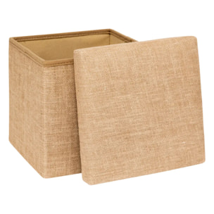 Pouf de rangement "Mix 'n' Modul" en toile de jute 31x31cm