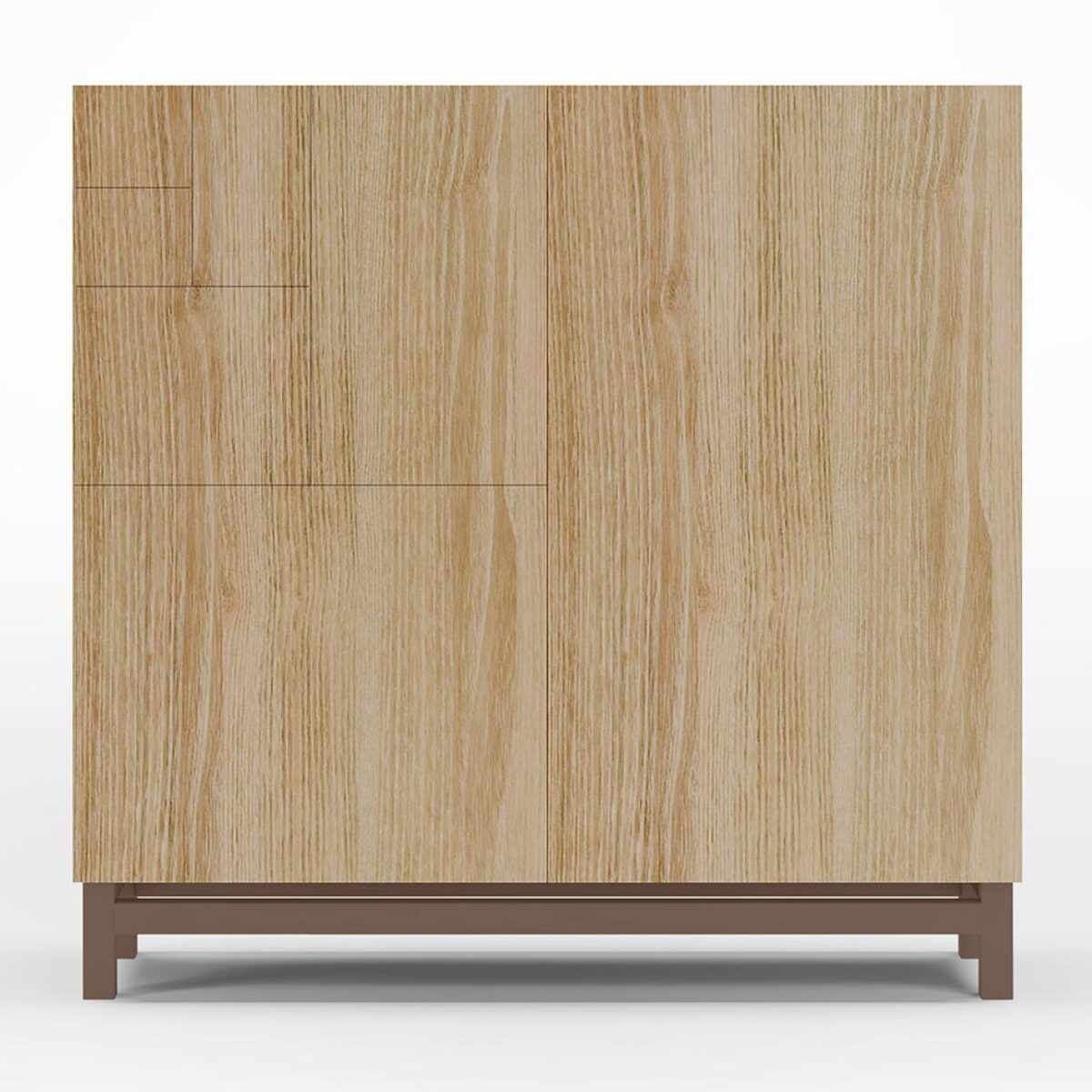 Zapatero Copenhague melamina roble dorado patas moka 90x90x27 cm