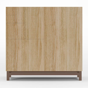 Zapatero Copenhague melamina roble dorado patas moka 90x90x27 cm