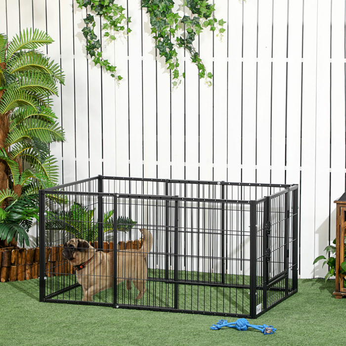 Parque para Perros de 6 Paneles Corralito para Perros Valla Metálica para Mascotas con Ancho Ajustable y Marco de Acero 82,5-150x79x61 cm Negro