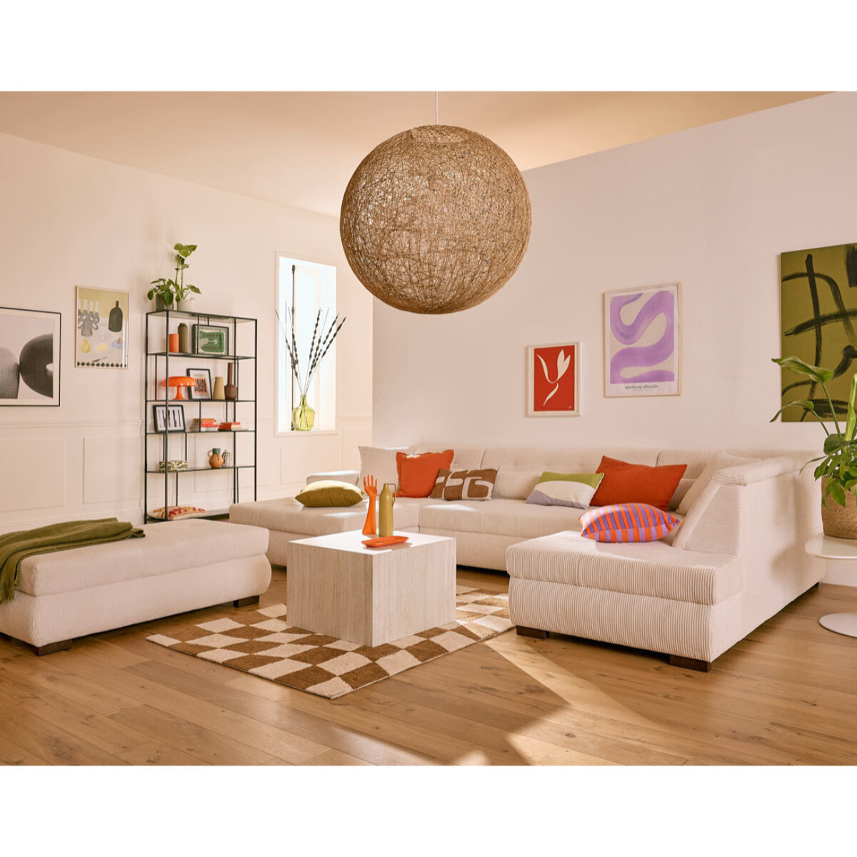 Vermont - pouf d'appoint - en velours côtelé - Beige