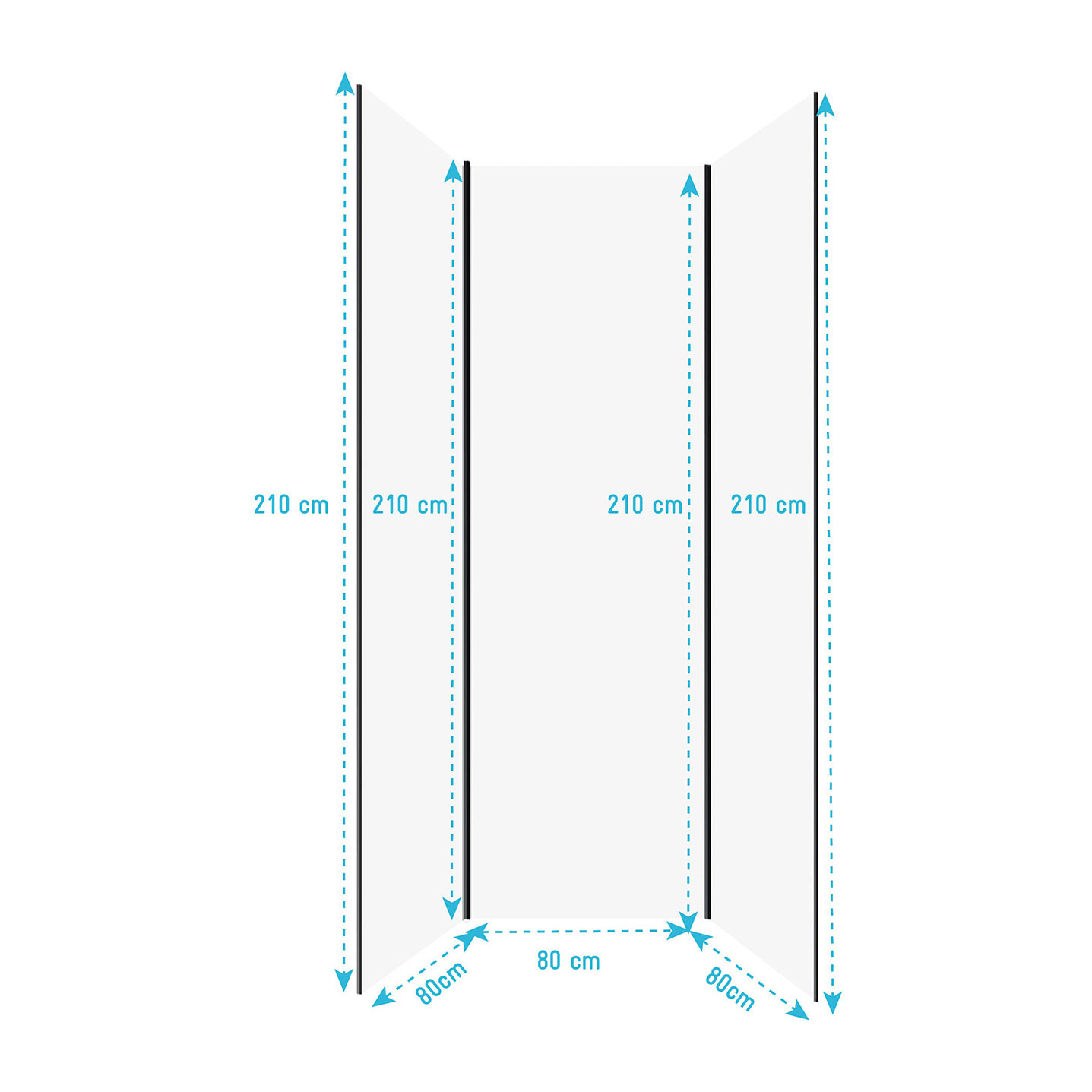 Pack de 3 Panneaux Muraux Aluminium Blanc 80x210 cm avec Profilés Noirs - WALL'IT