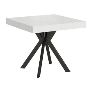 Table extensible 90x90/194 cm Dolcezza frêne blanc pieds anthracite