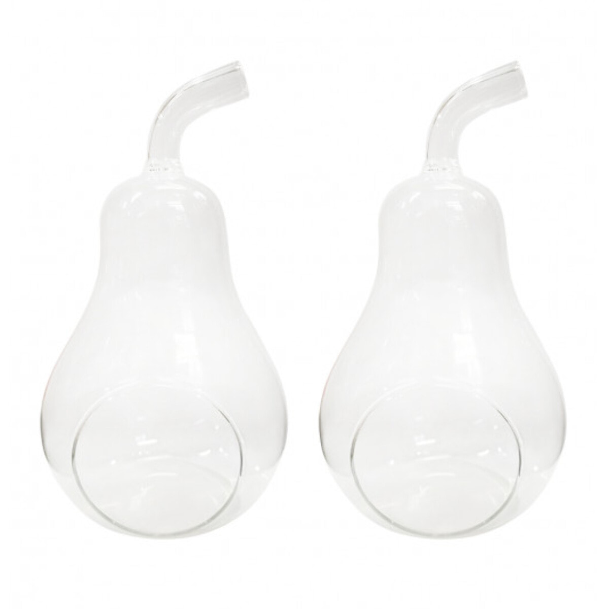 Lot de 2 vases à poser terrarium verre transparent forme poire - FORET GLASS