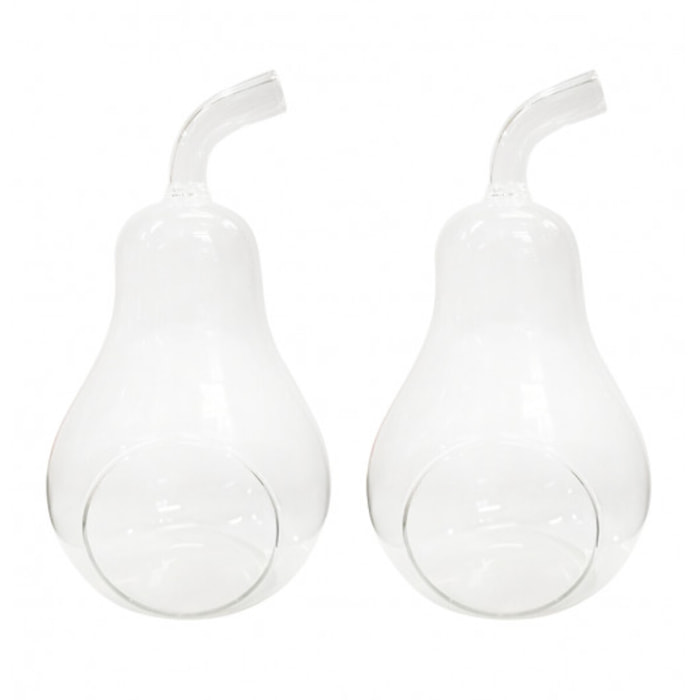 Lot de 2 vases à poser terrarium verre transparent forme poire - FORET GLASS