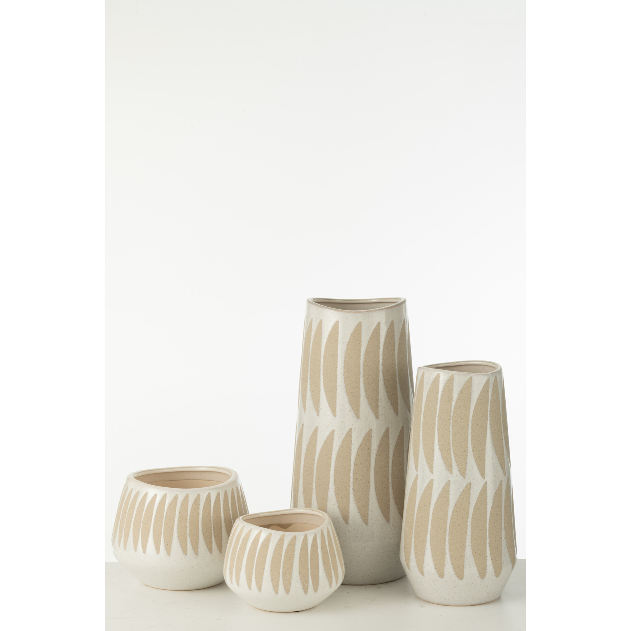 J-Line Vase Kai Gres Beige/Blanc Large