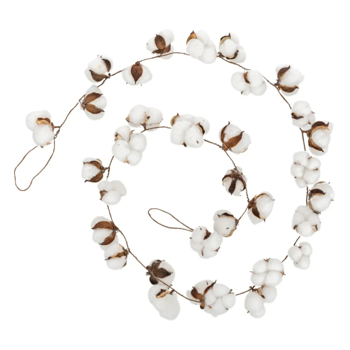 Guirlande de Noël en plastique fleurs de coton 200cm