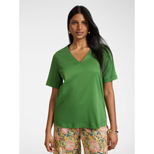 Elena Mirò - T-shirt in cotone scollo a V - Verde