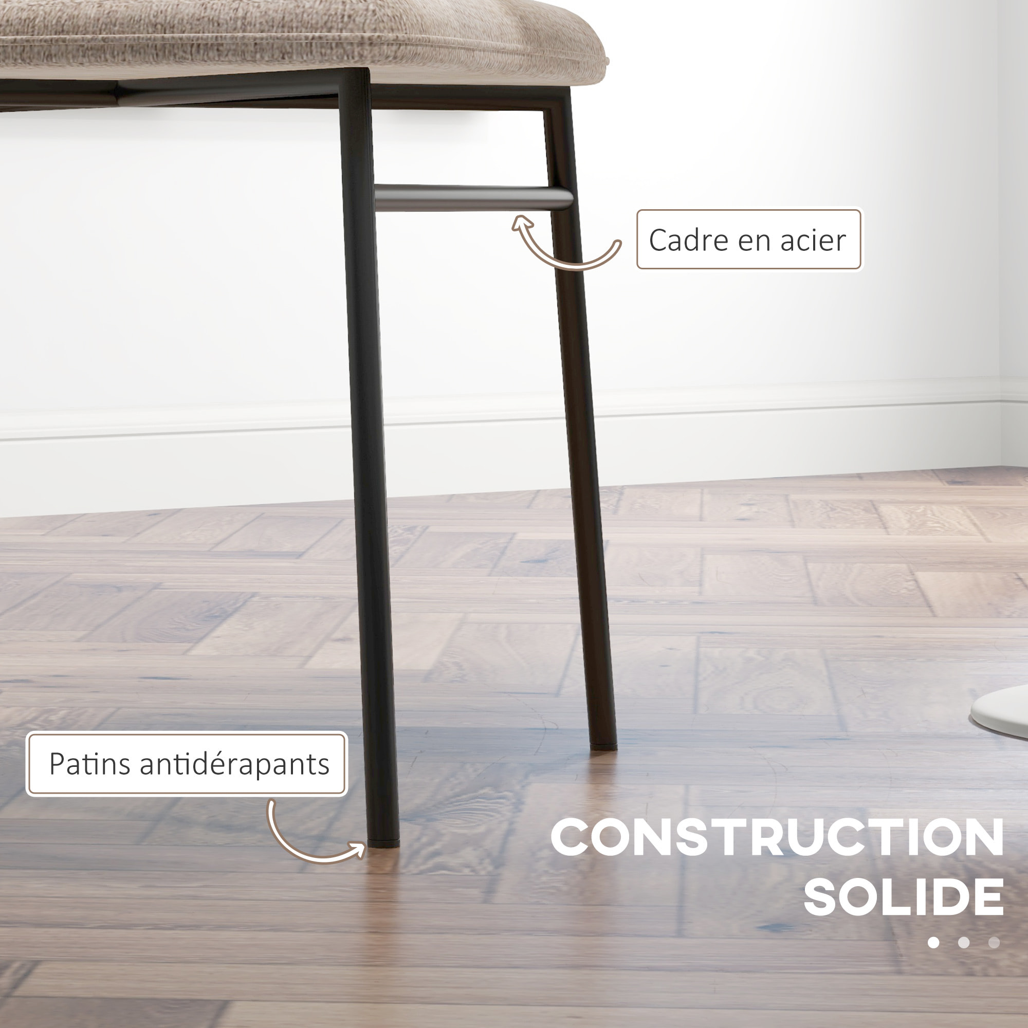 Lot de 2 chaises – Assise rembourrée – Design moderne