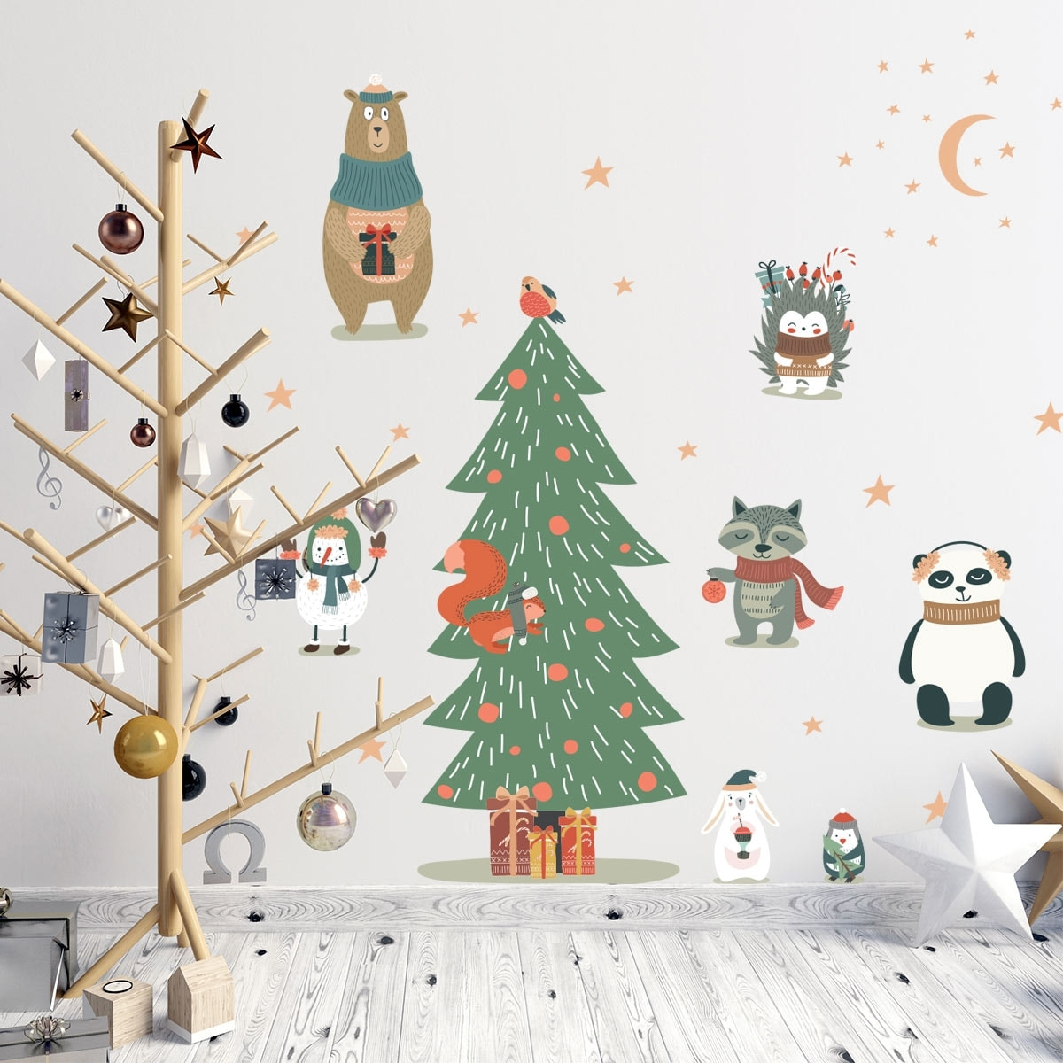 Stickers Noël animaux enchantés - Autocollants stickers adhésifs noël - décoration fêtes