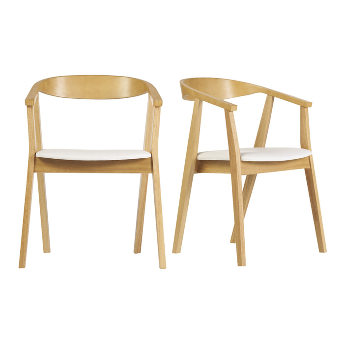 Chaises scandinaves design blanc et bois clair (lot de 2) BAHIA