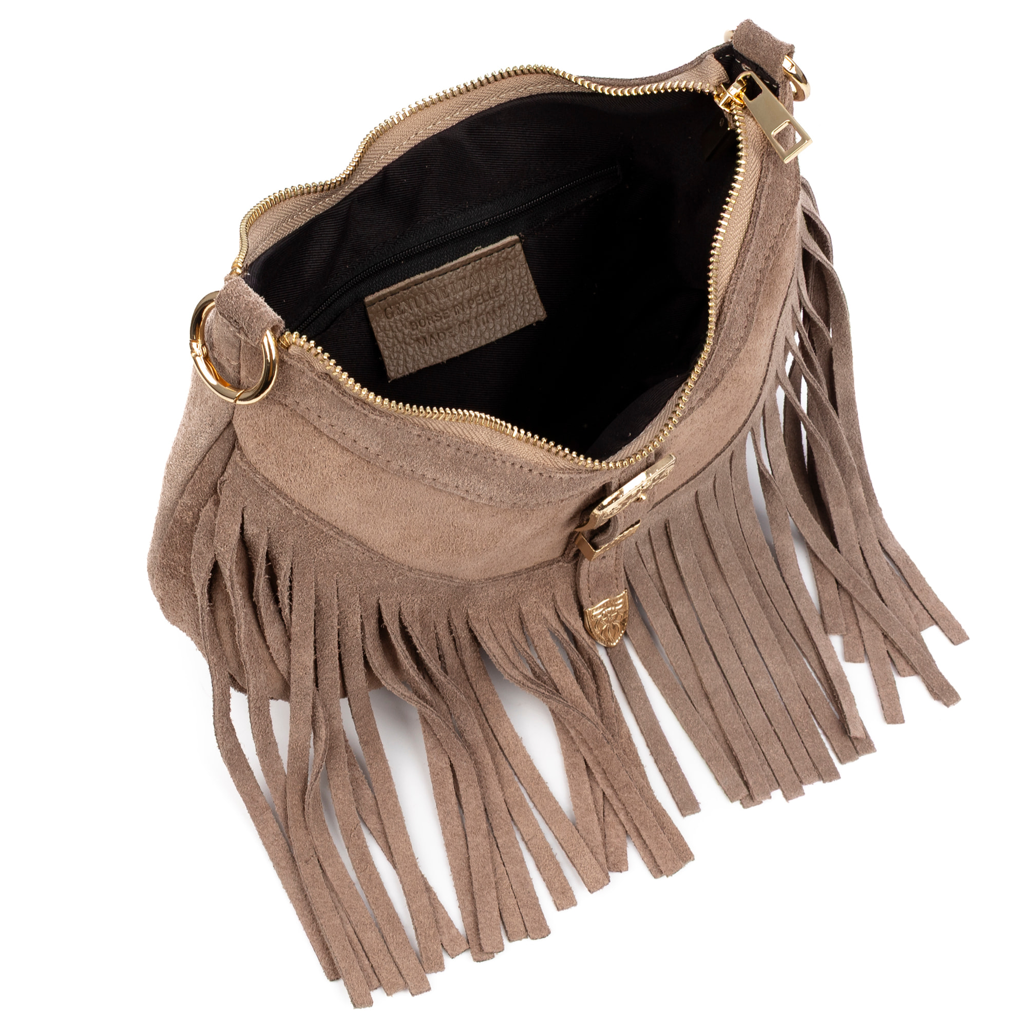 Barlassina bolso bandolera Mujer. Piel auténtica Gamuza, con flecos.