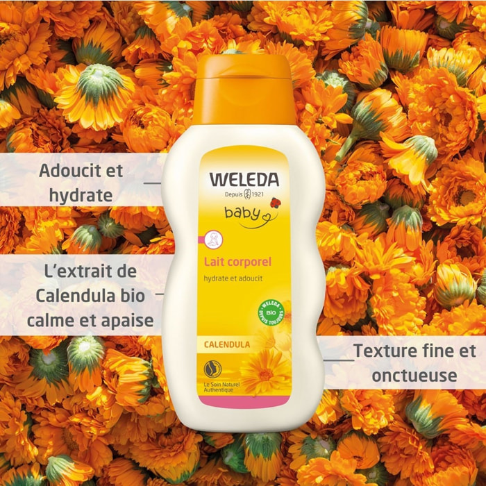 WELEDA - DUO Lait corporel + Crème protectrice visage - Hydratation - pour Bébé - Certifié Natrue ** - Flacon 200ml et Tube 50ml
